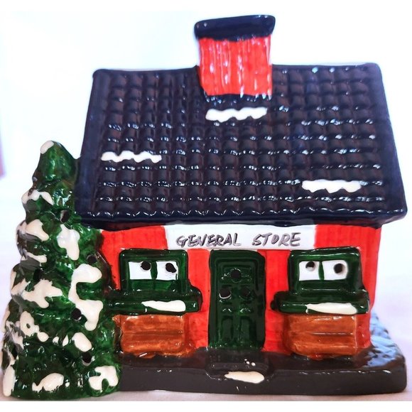 Pacific Rim GENERAL STORE Christmas Village building shop shiny glaze ceramic - Picture 1 of 6